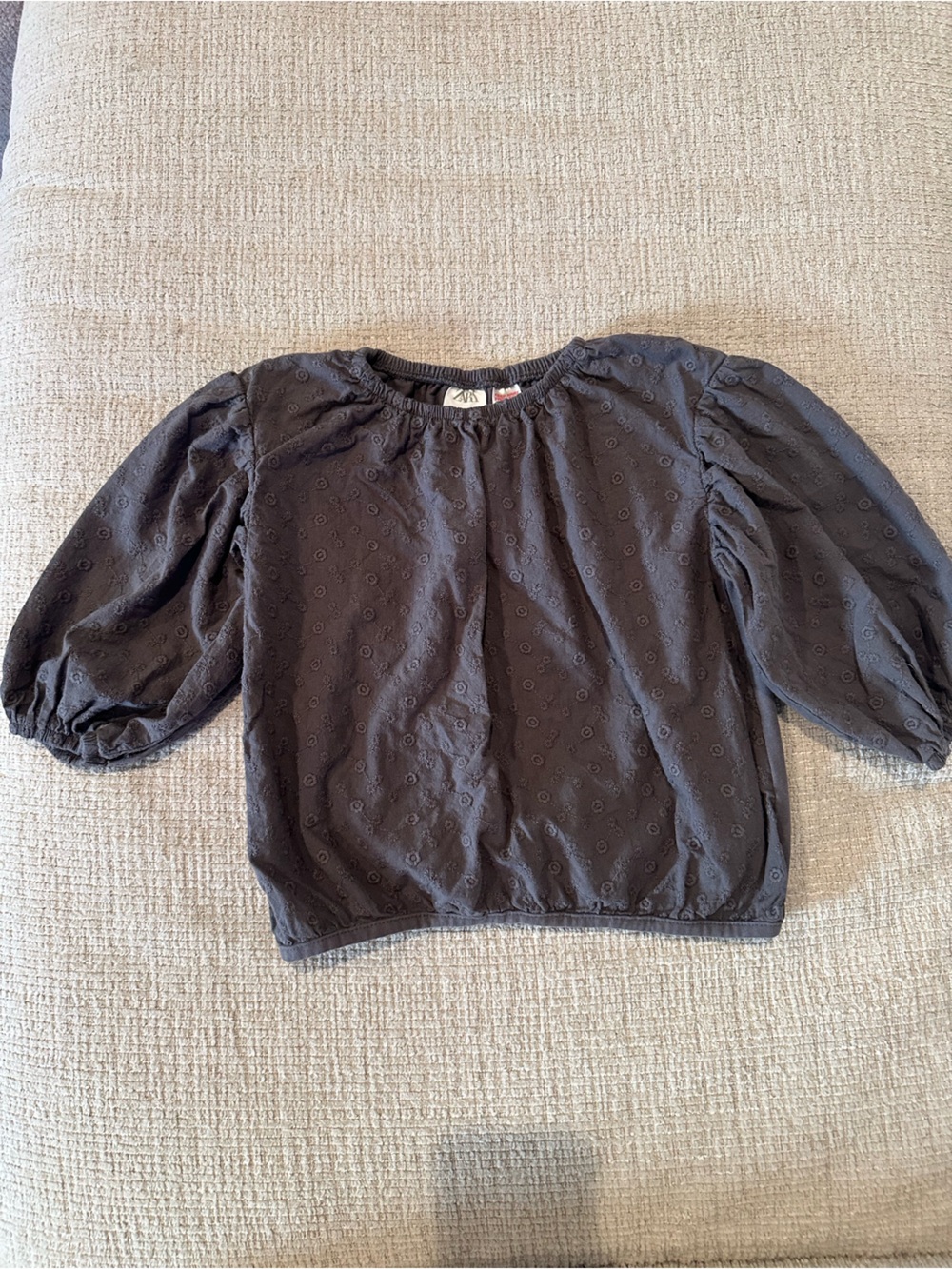 Zara Black Eyelet Puff-Sleeve Top for Kids size 2 - 3